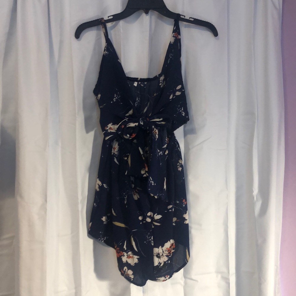 Navy Blue Floral Romper